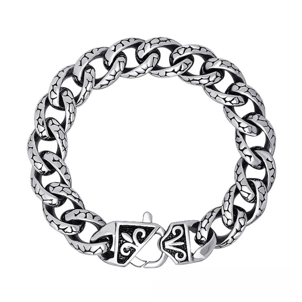 Wholesale Stainless steel leopard print men's titanium steel retro hip hop bracelet